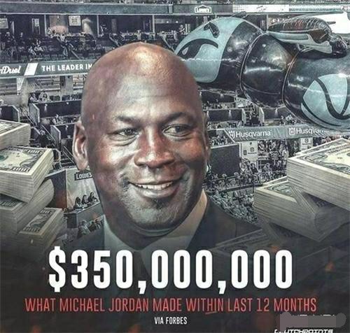 喬丹代言收入等于詹姆斯、杜蘭特、科比等六位球星收入總和